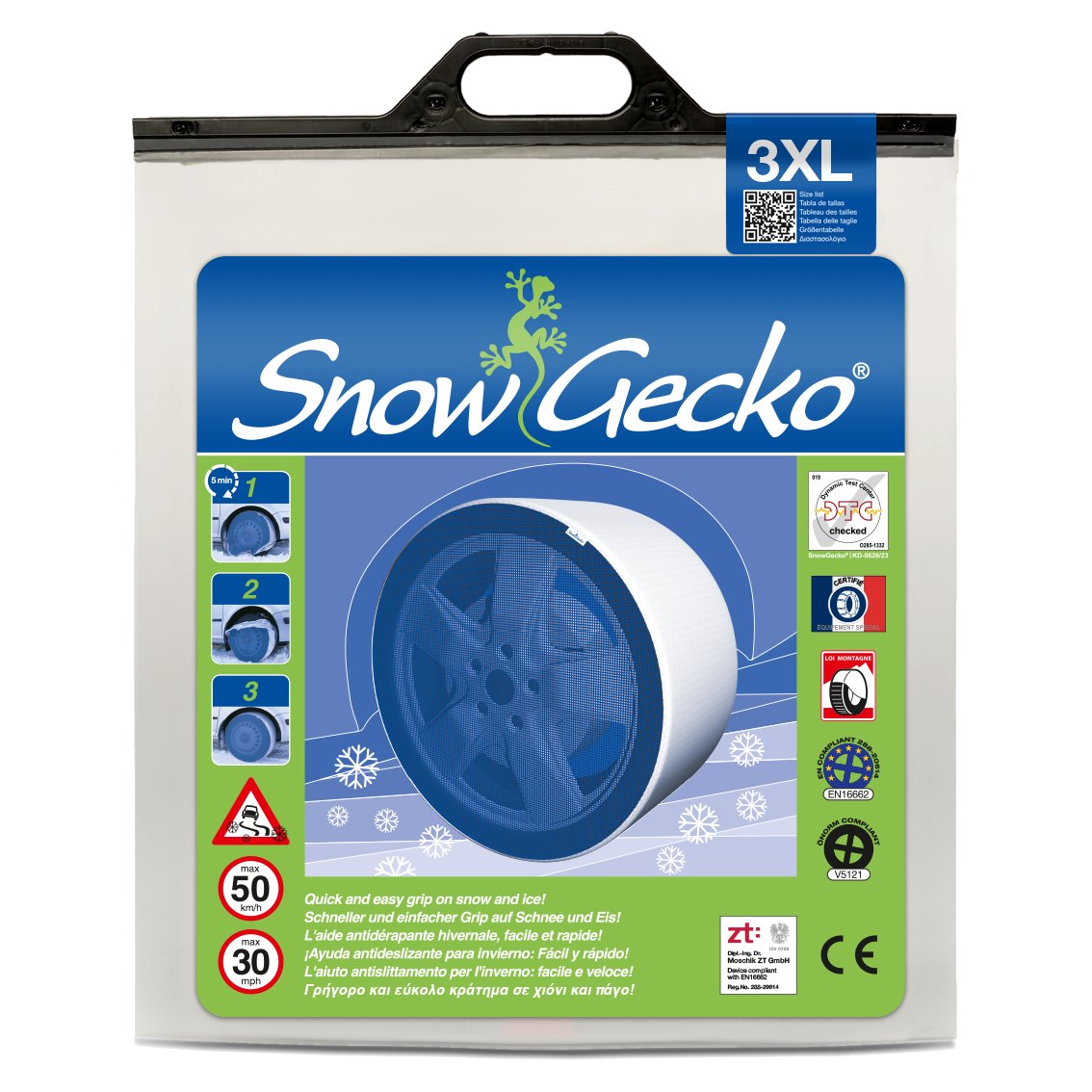 Front side of SnowGecko product packaging (bag) 3XL