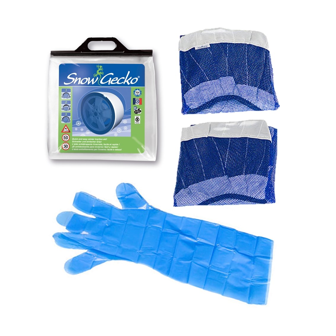 SnowGecko Large bag includes a pair of tire socks and gloves